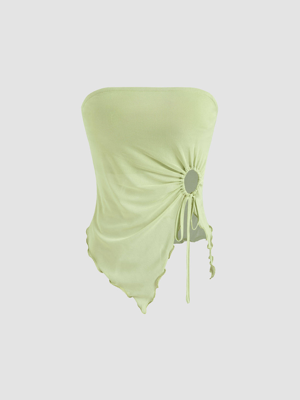 Mesh Solid O-ring Lettuce Trim Knotted Tube Top | TT90 - view 30