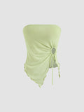 Mesh Solid O-ring Lettuce Trim Knotted Tube Top | TT90 - view 30