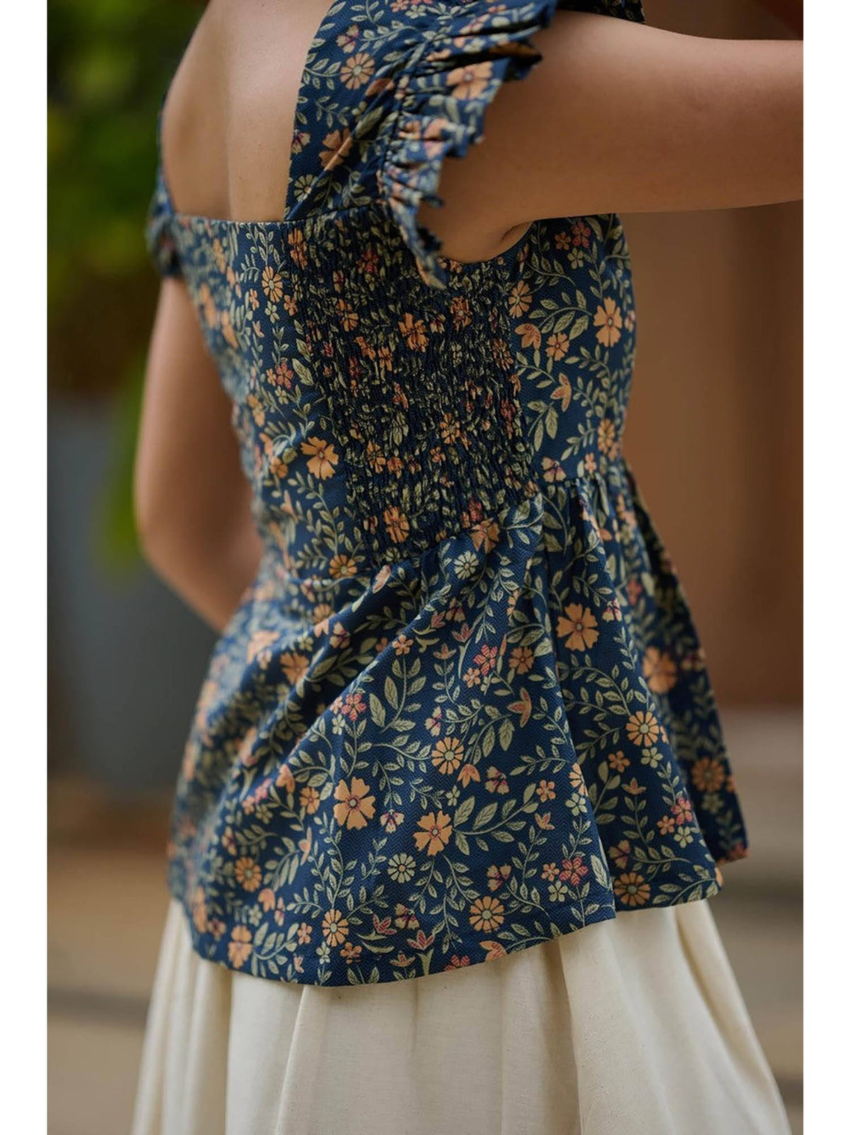 Dahlia Blue Floral Peplum Top | pt51 - view 5