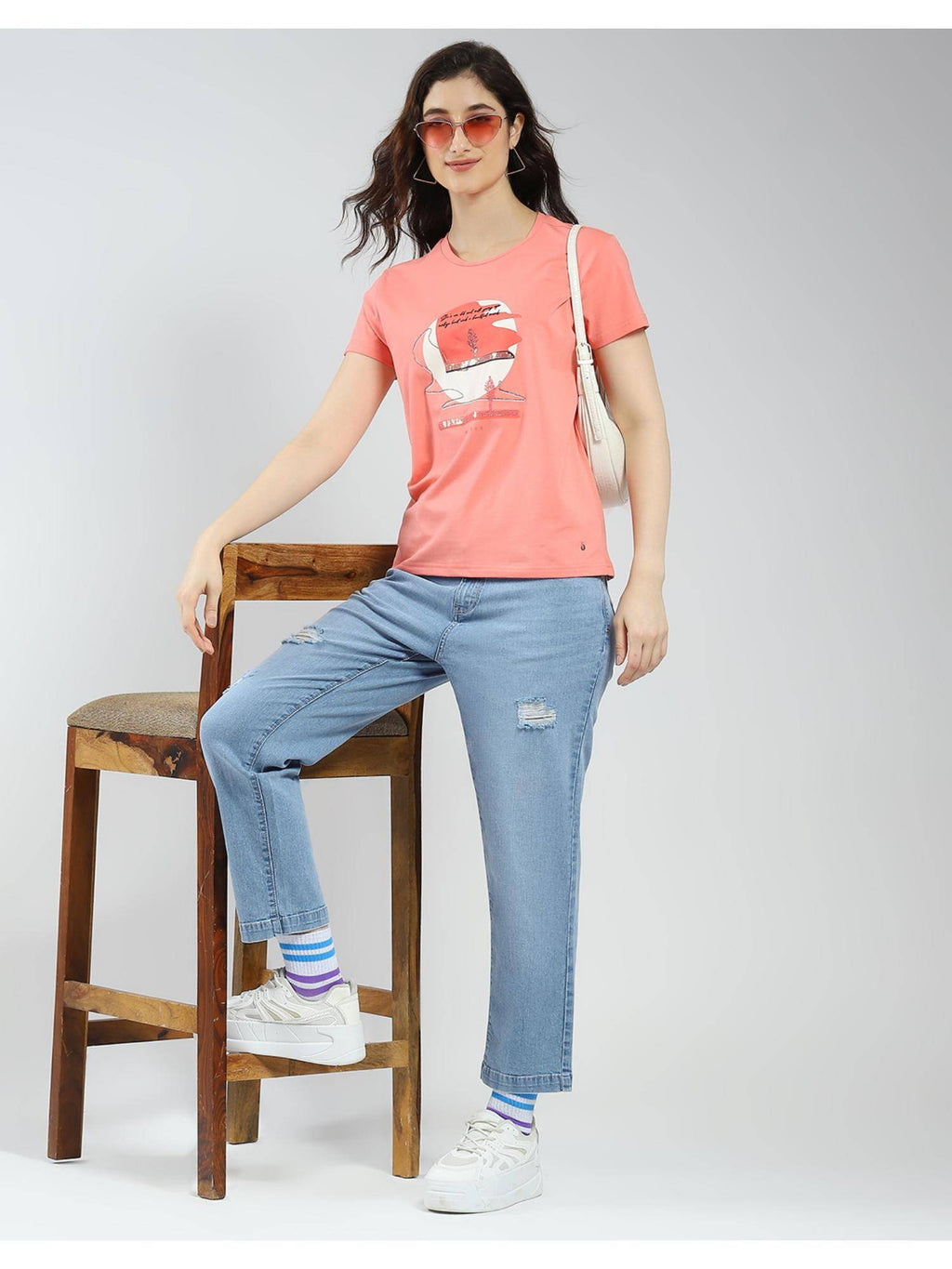 Womens Blue Solid Straight Fit Jeans | ST23 - view 5