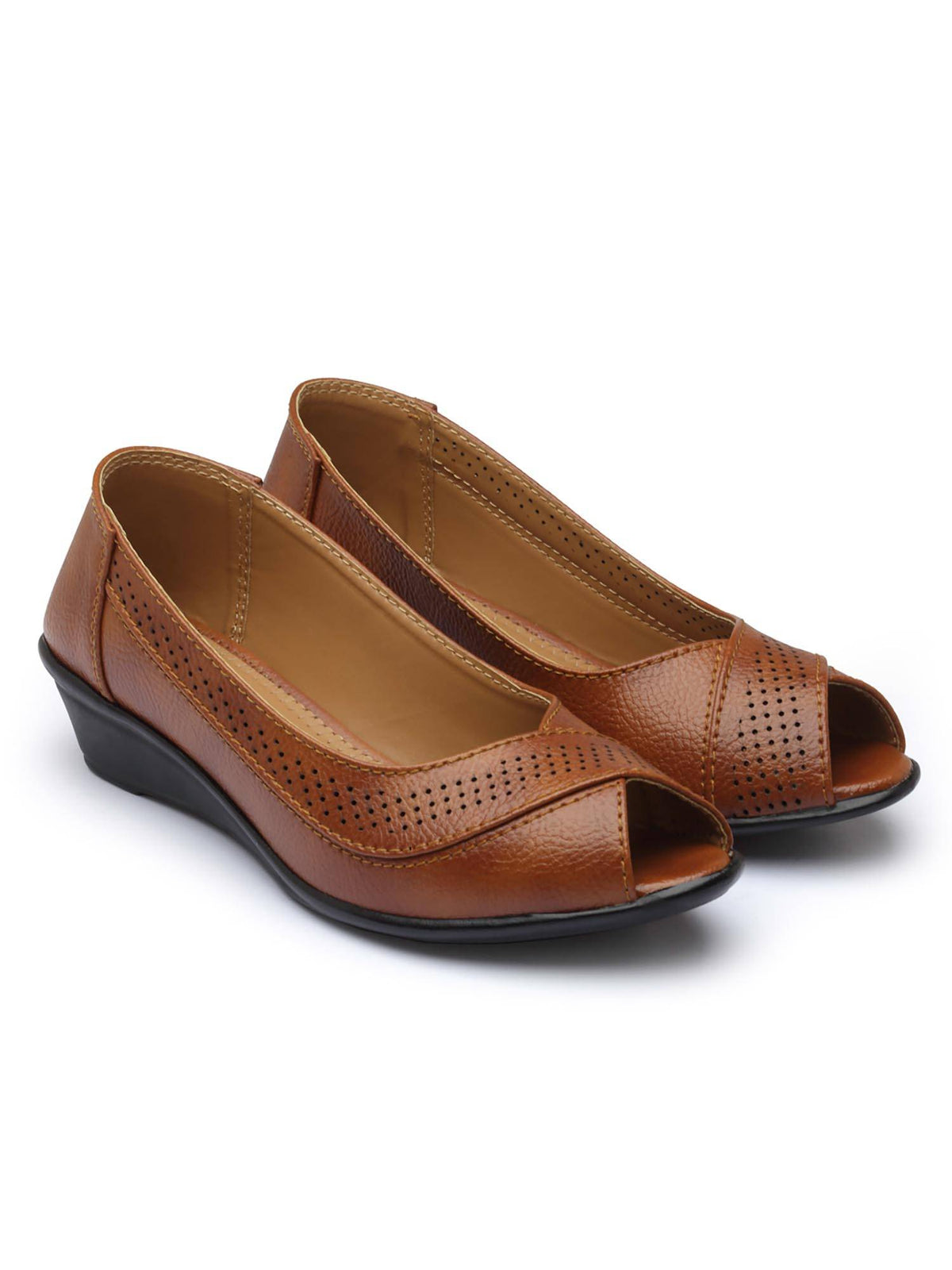 Tan Elegant Peep-Toe Sandal Heels | H78 - view 2