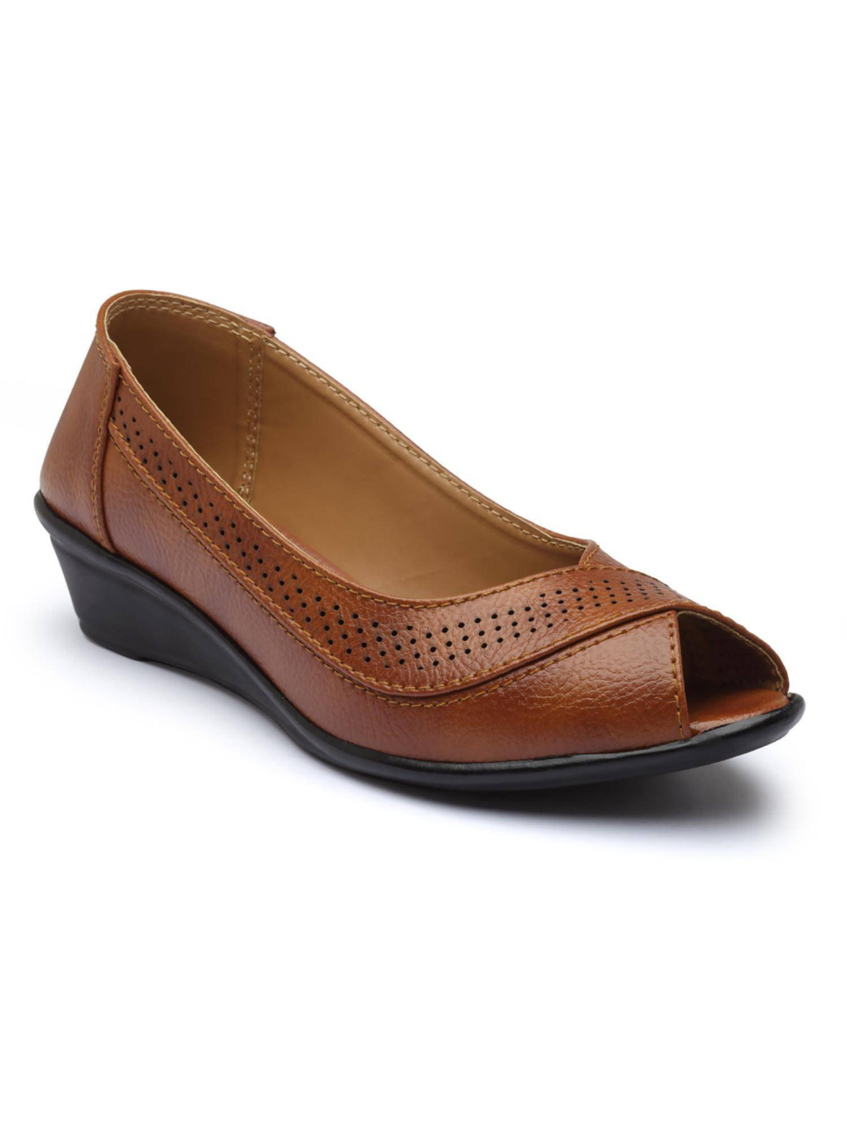 Tan Elegant Peep-Toe Sandal Heels | H78 - view 3