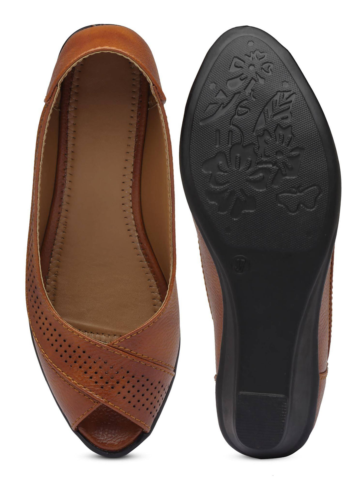 Tan Elegant Peep-Toe Sandal Heels | H78 - view 6