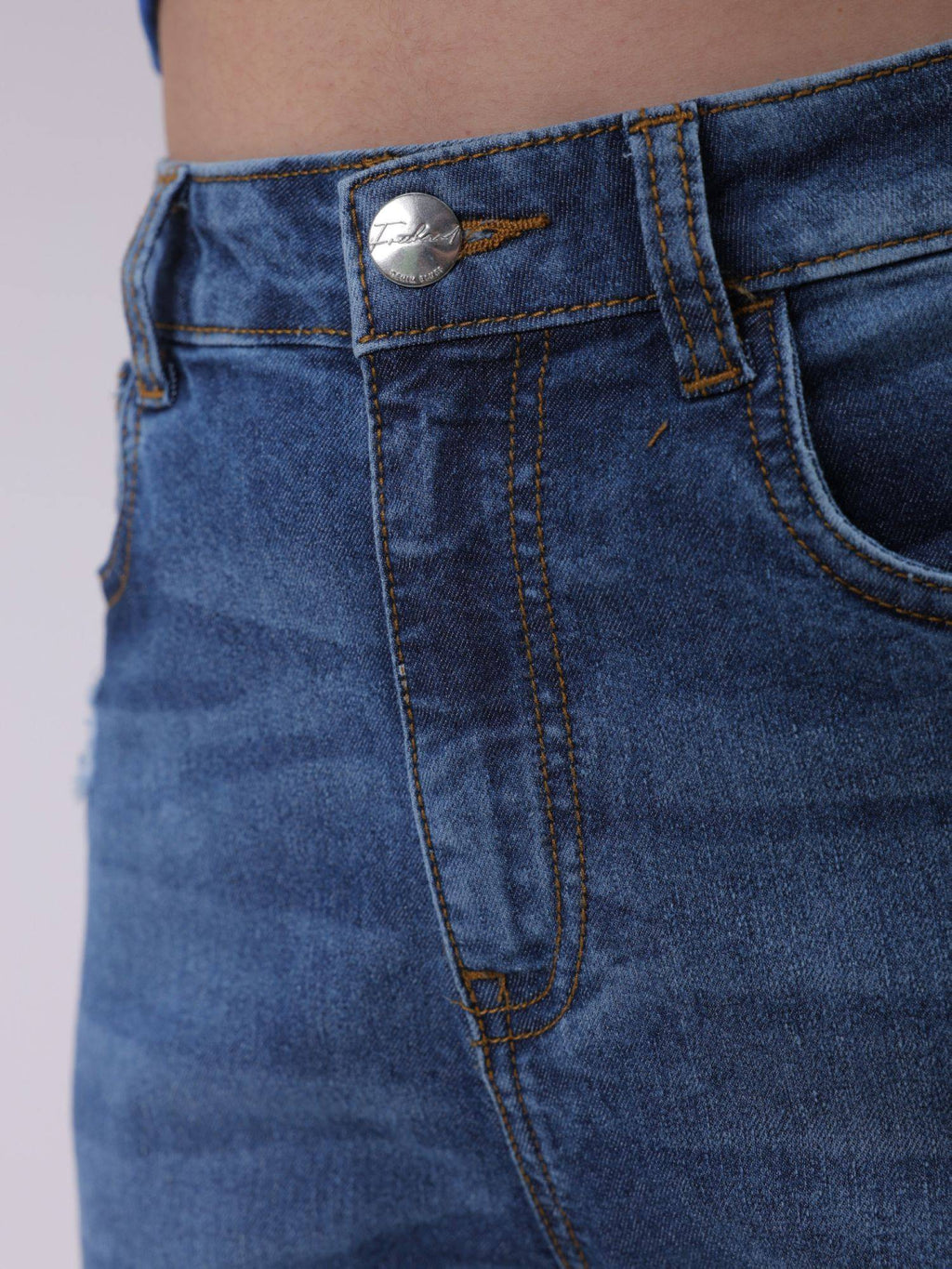 Women Straight Fit Solid High Rise Blue Jeans | ST23 - view 4