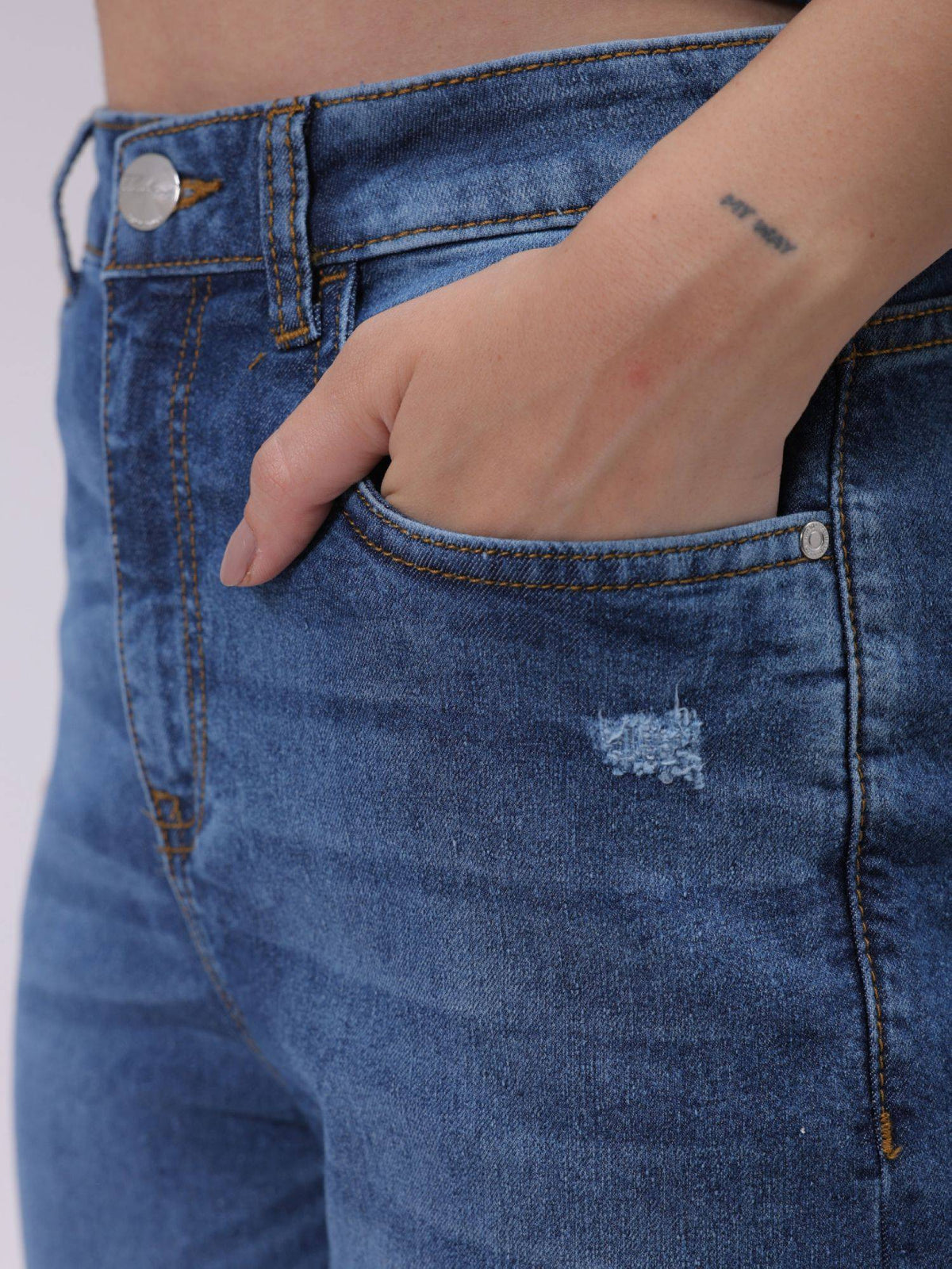 Women Straight Fit Solid High Rise Blue Jeans | ST23 - view 5