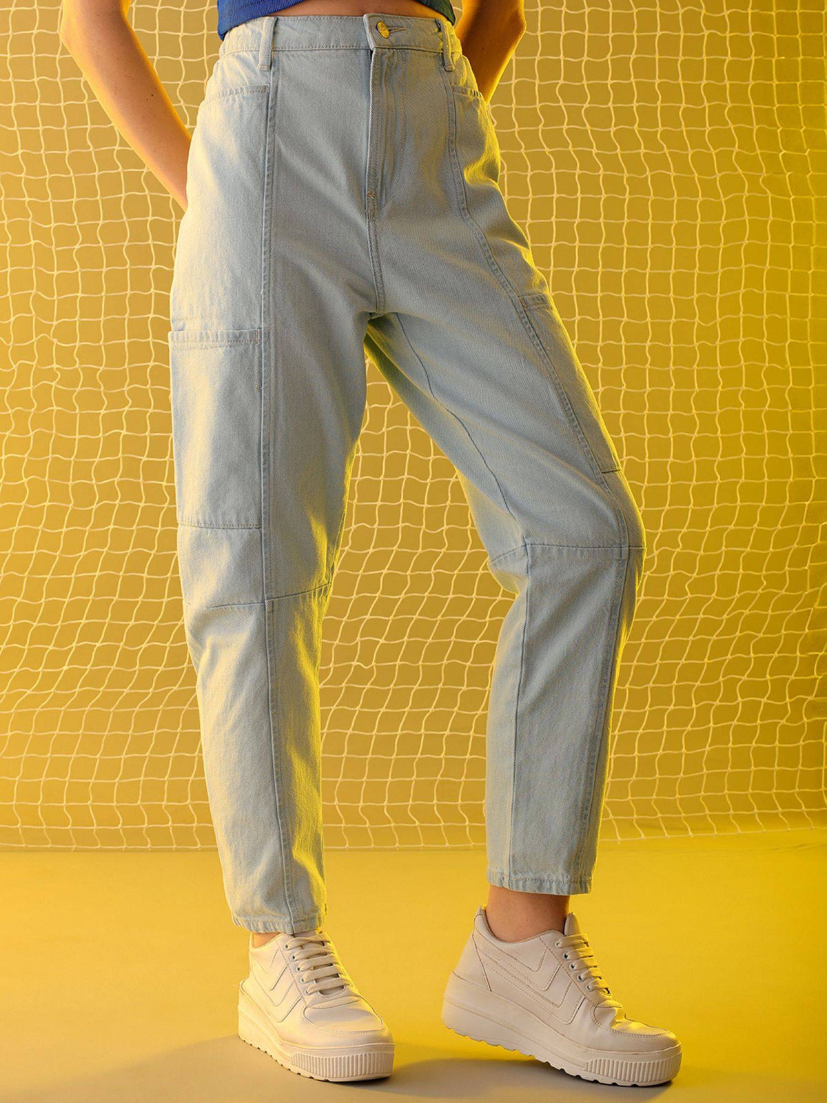 Women Relaxed Fit Solid High Rise Blue Jeans | RF89 - view 1