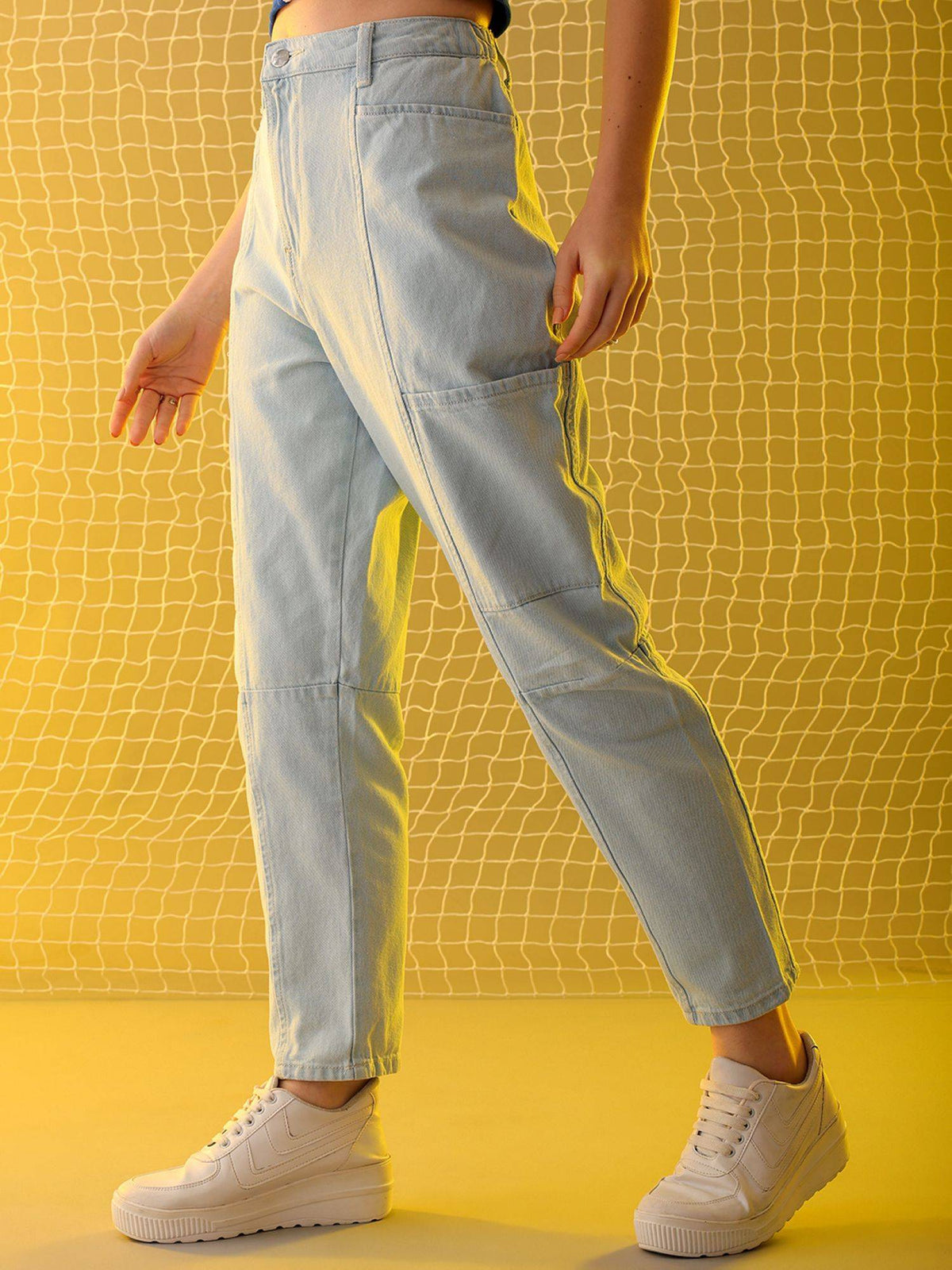 Women Relaxed Fit Solid High Rise Blue Jeans | RF89 - view 3