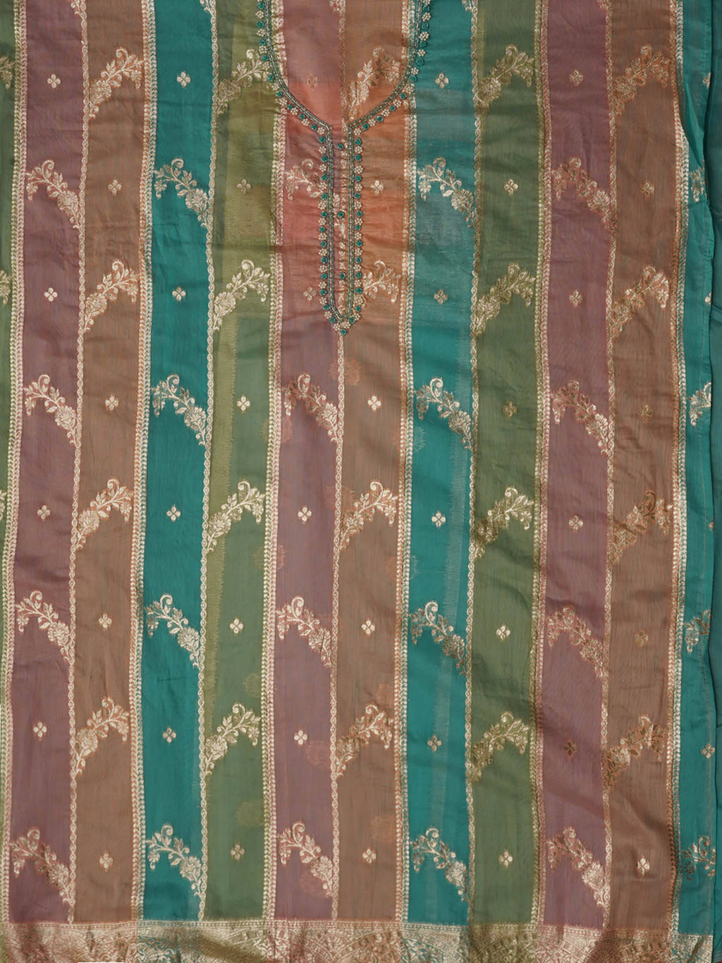 Pink Zari Embellished Unstitched Kurta and Unstitched Bottom with Dupatta (Set of 3) | D56 - view 9
