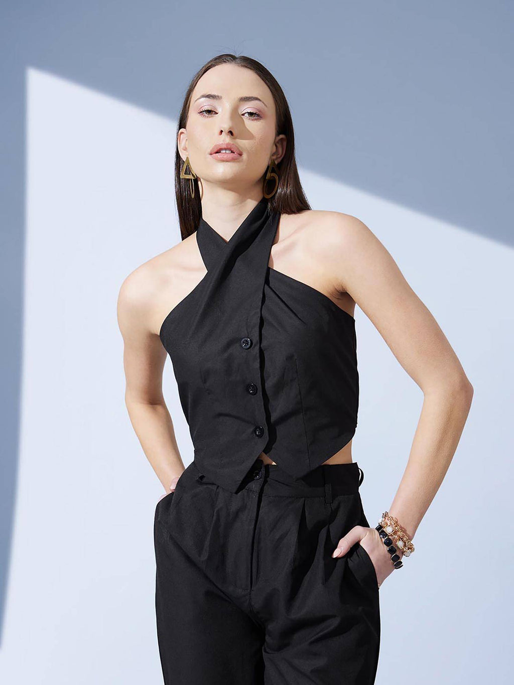 Black Solid Regular Top | HT67 - view 3