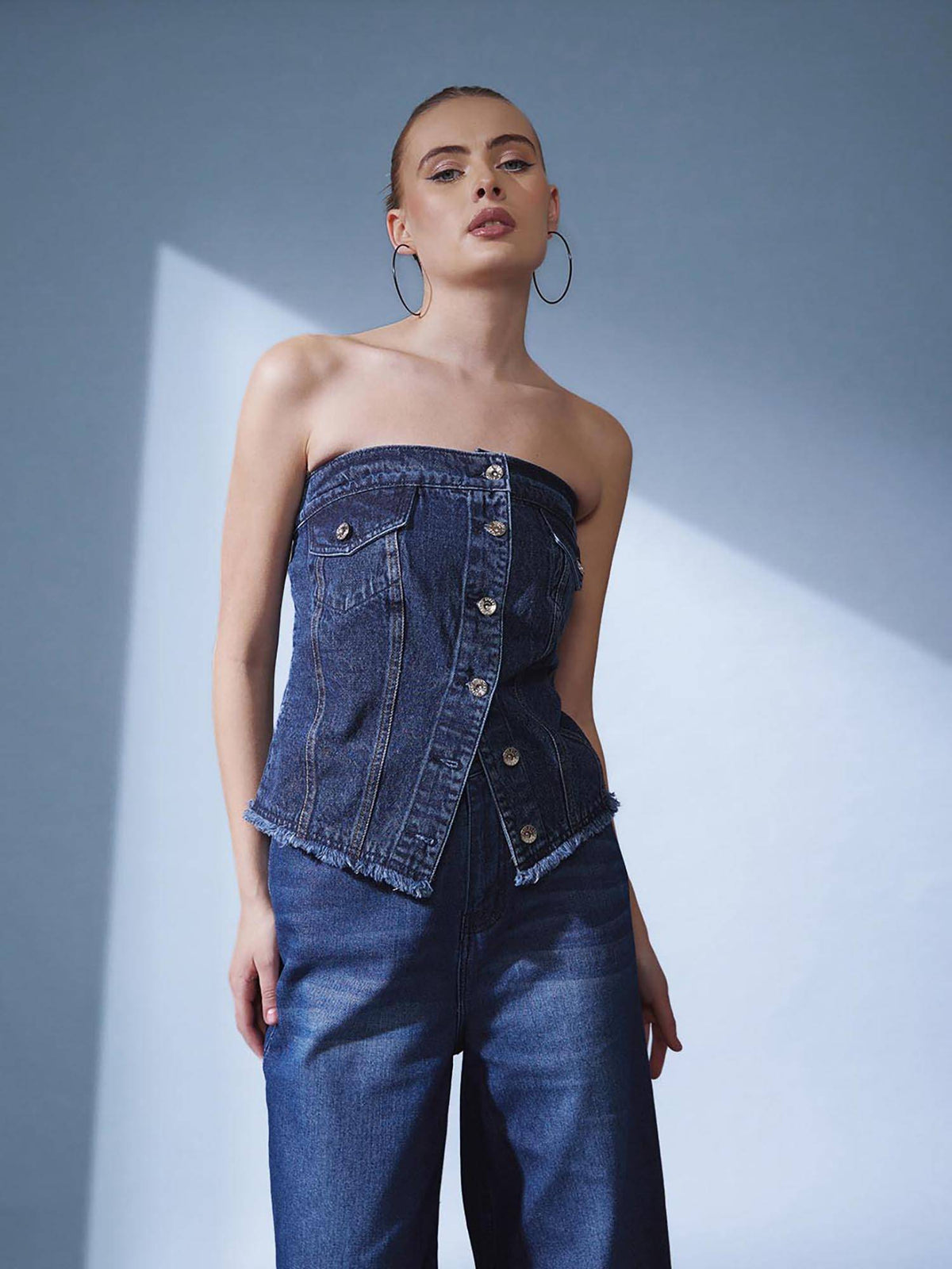 Blue Solid Regular Top | TT90 - view 3