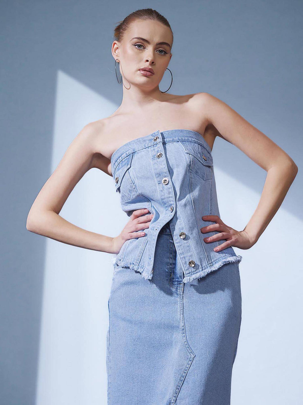 Blue Solid Regular Top | TT90 - view 3