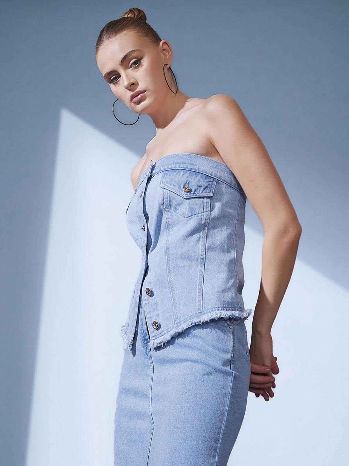 Blue Solid Regular Top | TT90 - view 4