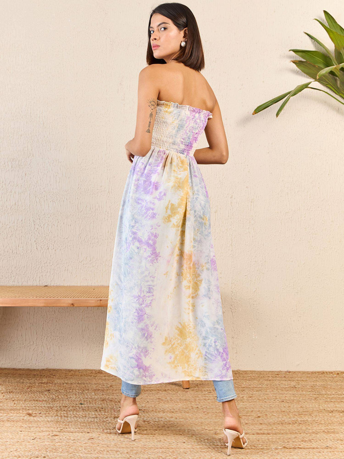 Women Multi-Color Strapless/Tube Abstract Printed Top | TT90 - view 3