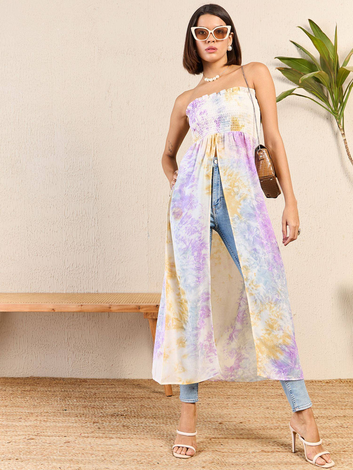 Women Multi-Color Strapless/Tube Abstract Printed Top | TT90 - view 5