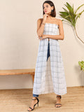 Women White Strapless/Tube Checks Top | TT90 - view 1