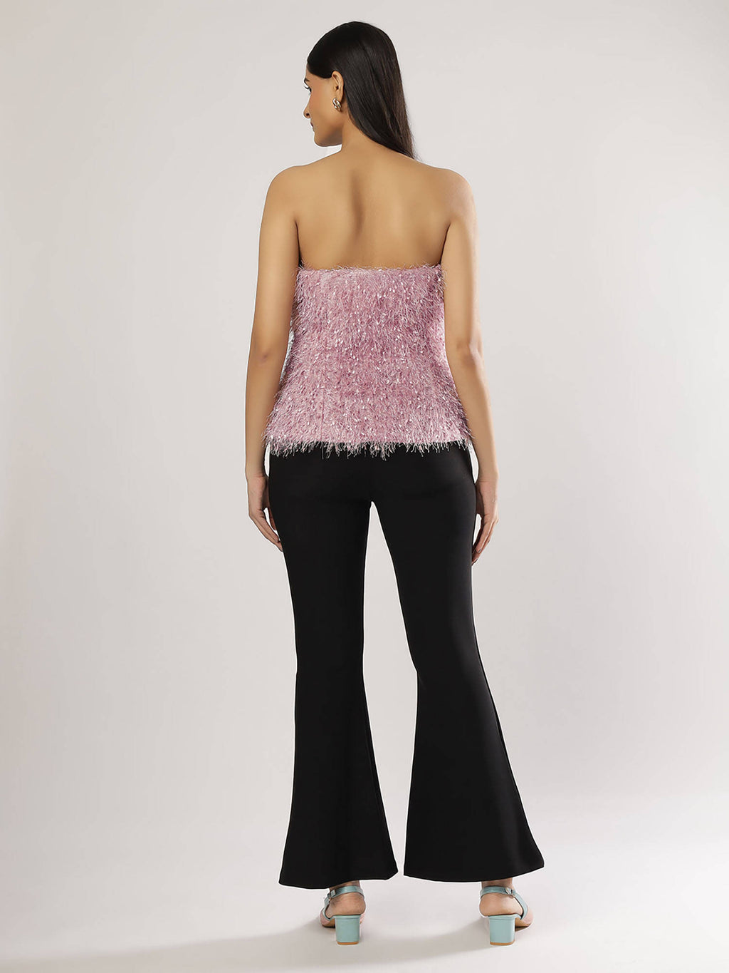 Pink Off Shoulder Fur Top | TT90 - view 2