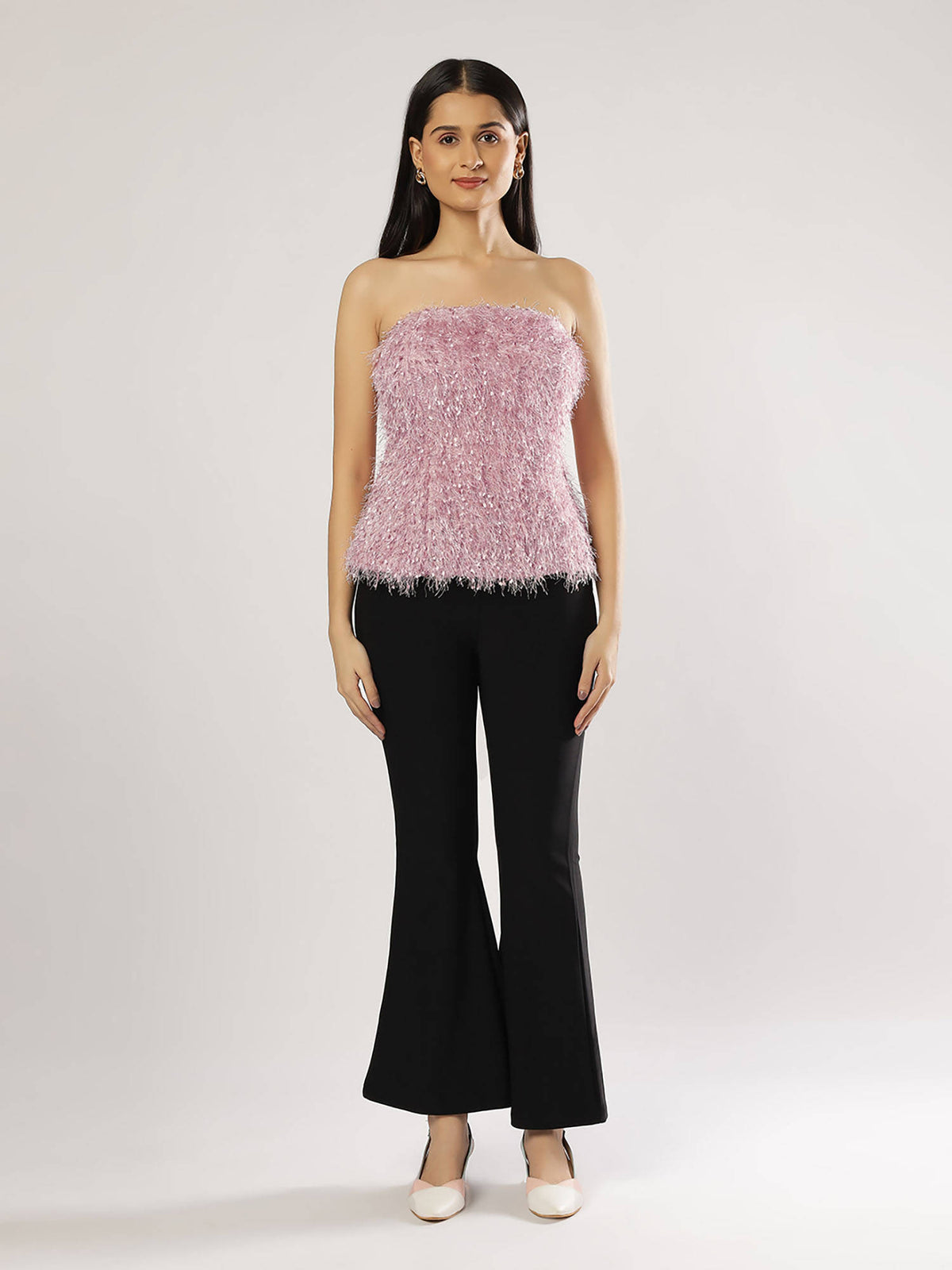 Pink Off Shoulder Fur Top | TT90 - view 4
