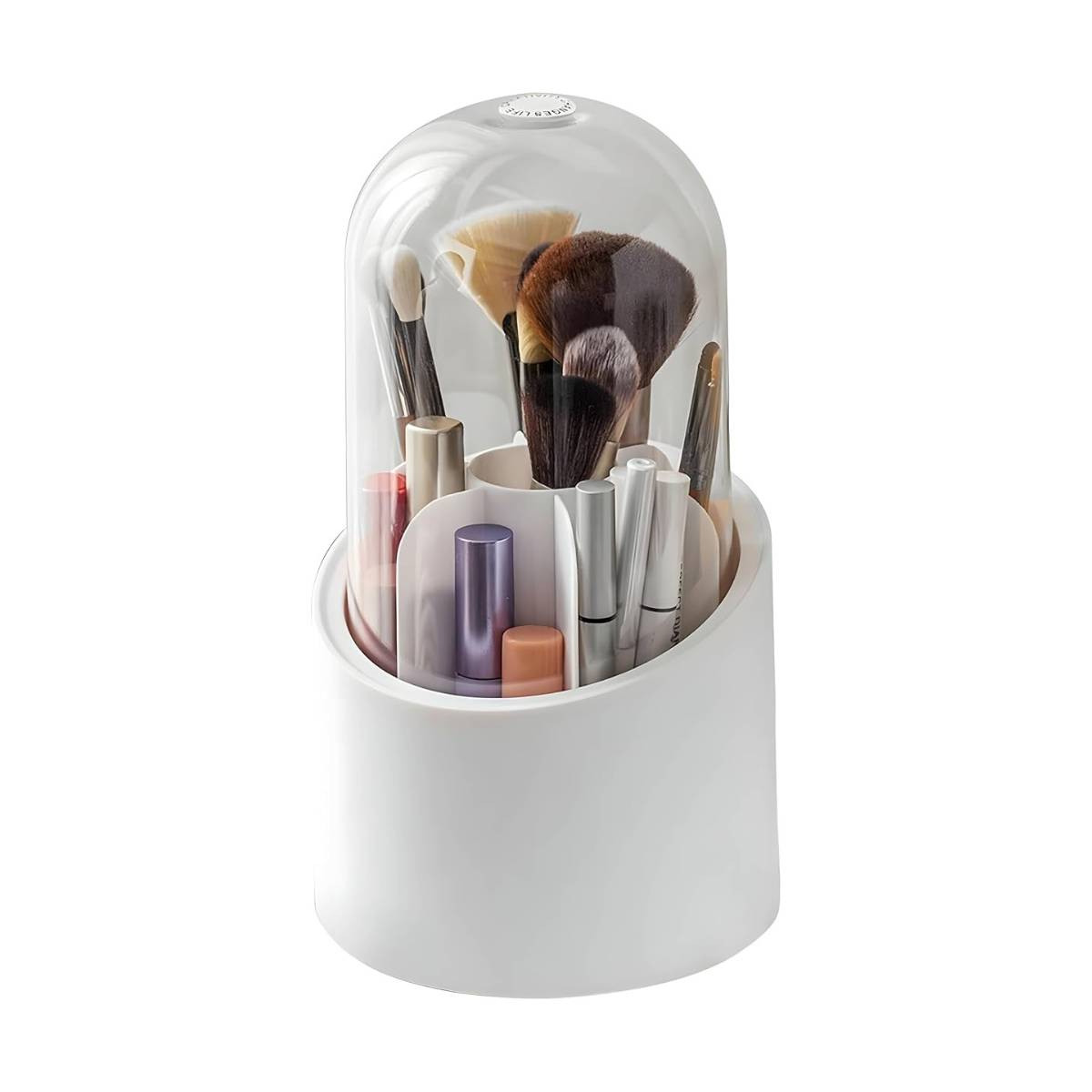 Rotating Makeup Brush Holder Organizer Stand Vanity Cosmetic Storage Case Box with Lid Cover | C83 - view 1