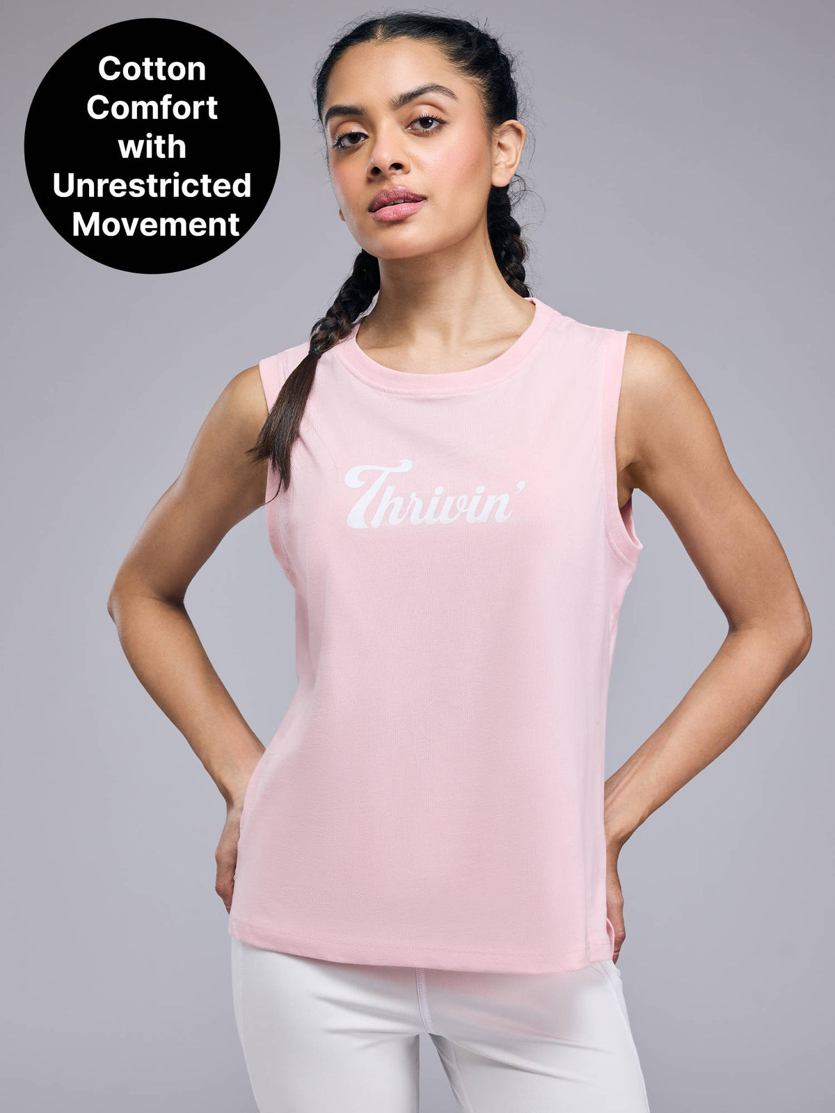 Cotton Muscle Tank Top for Women with Graphic At Chest | TT89 - view 6