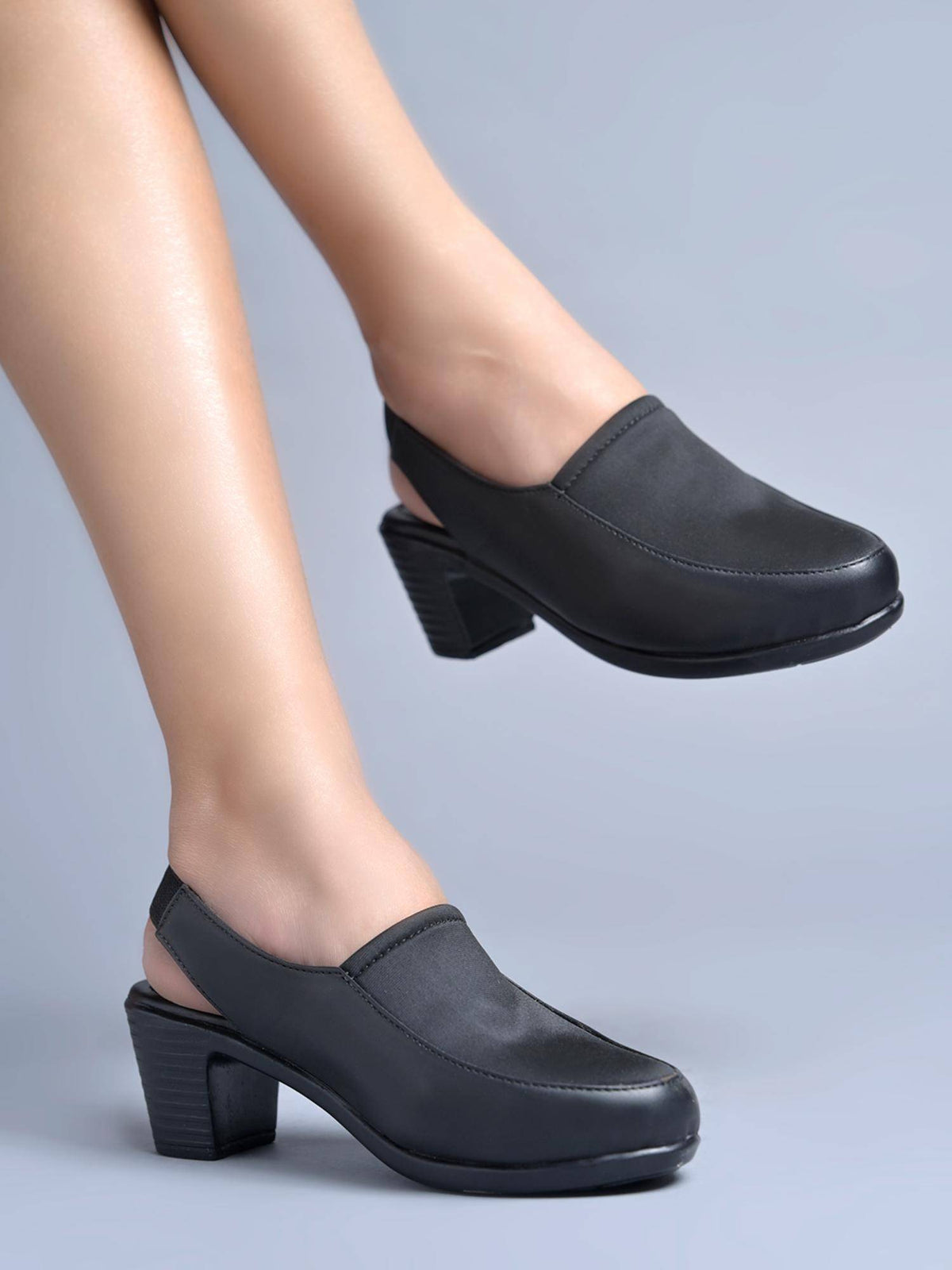 Women’s Brown Closed-Toe Slingback Block Sanadals Heels | H78 - view 6