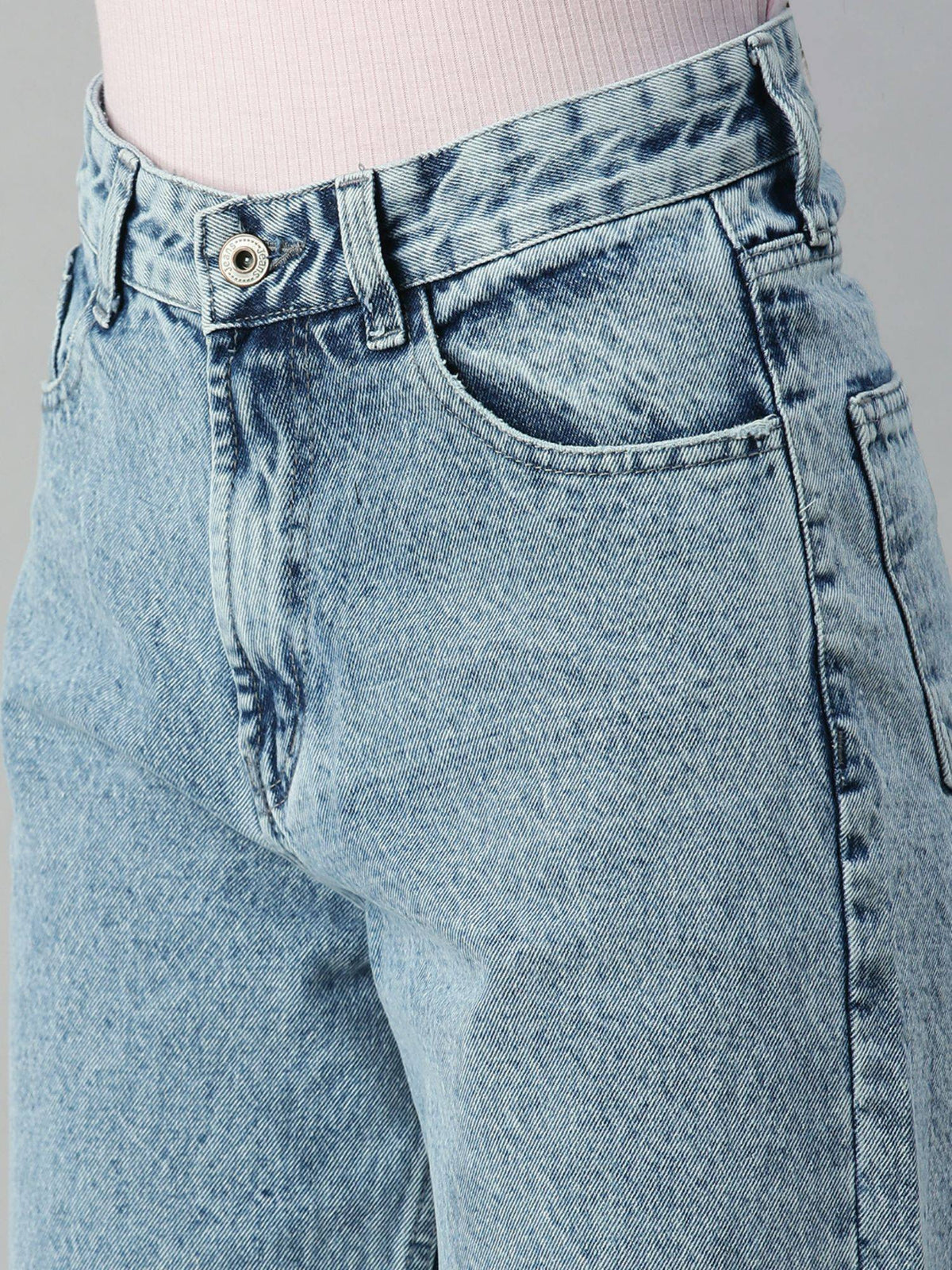 Womens Wide Leg Clean Look Blue Jeans | WL90 - view 5