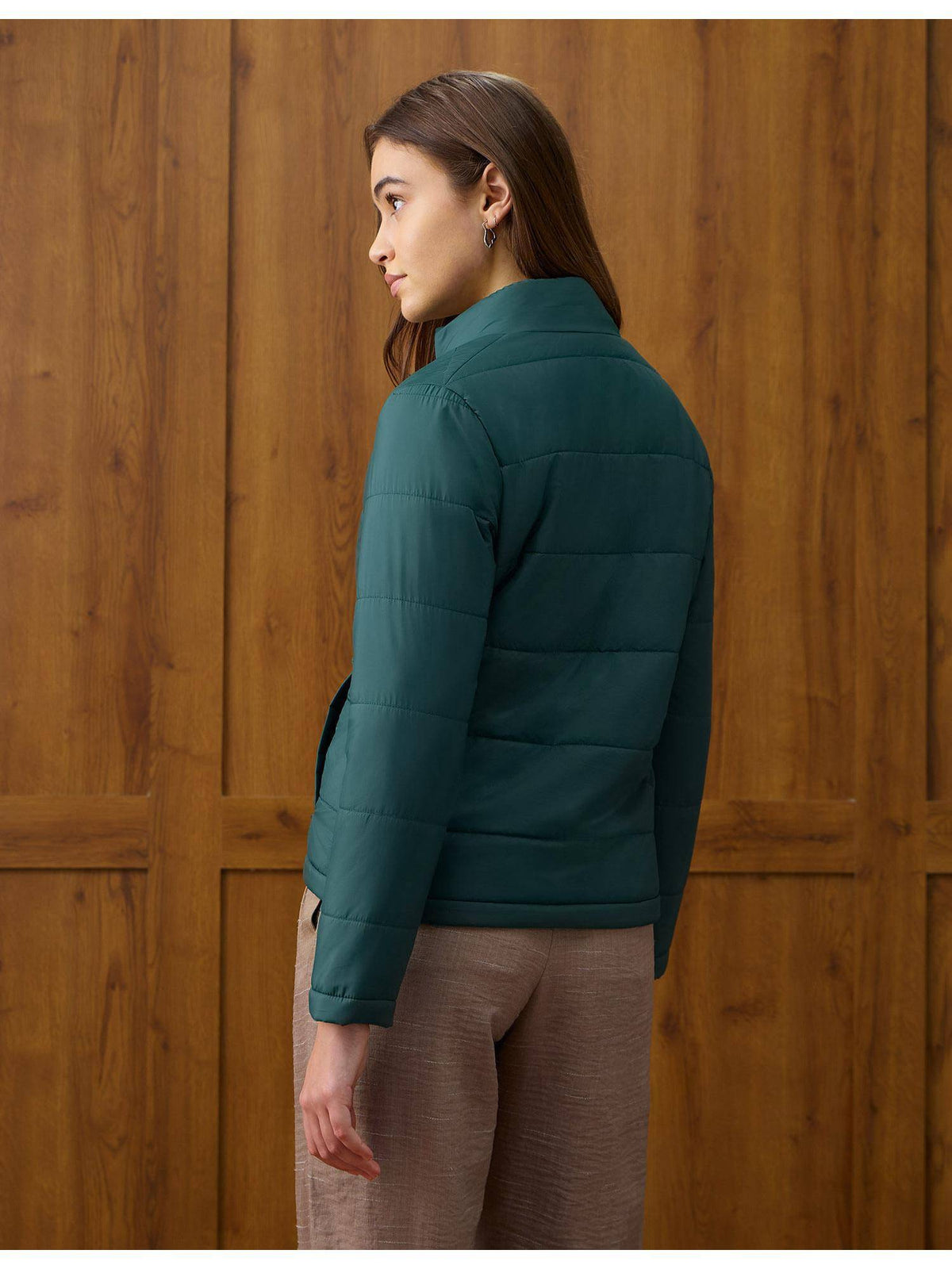Teal Solid Regular Fit Puffer Jacket | JC78 - view 5