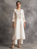Light Green Silk Chanderi A-Line Kurta With Hand Embroidery | U3S - view 9