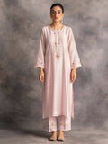 Pastel Pink Silk Chanderi A-Line Kurta With Hand Embroidery | FY93 - view 1