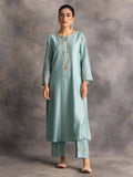 Pastel Pink Silk Chanderi A-Line Kurta With Hand Embroidery | KDG - view 9