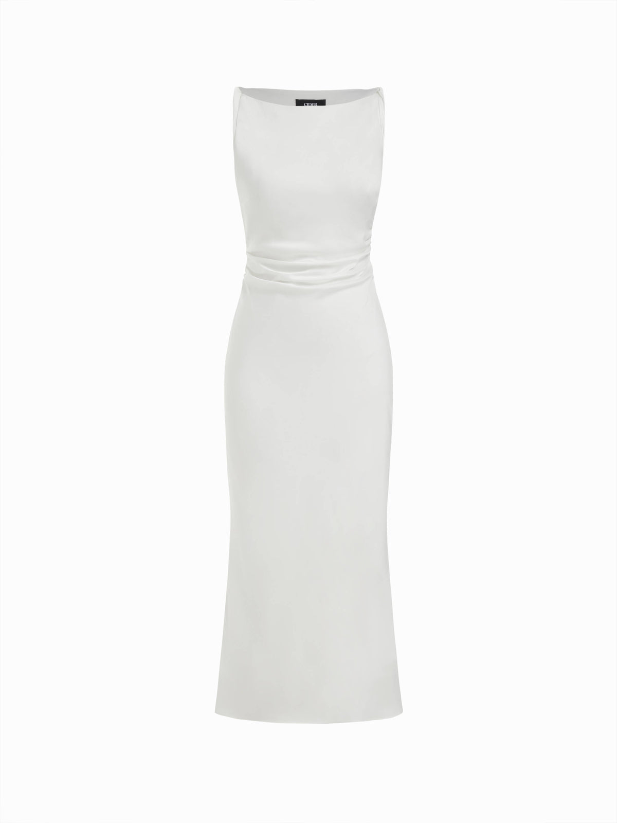 Satin Boat Neck Ruched Maxi Dress | D56 - view 40