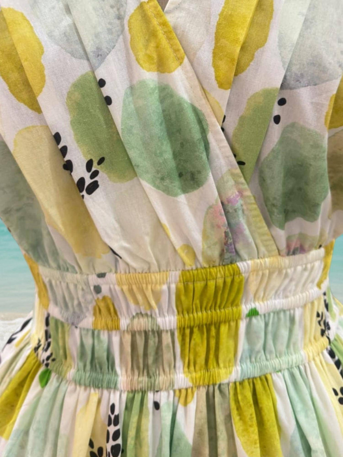 Women Green-Yellow Premium Cotton Printed Dress | D56 - view 4