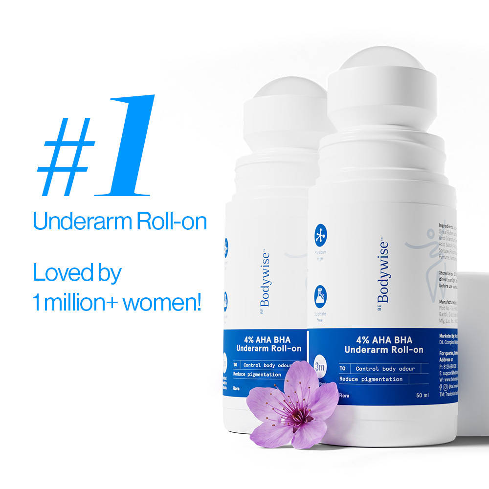 4% AHA BHA Underarm Roll On Flora - For Underarm Odour & Mild Pigmentation Pack of 2 | BWS9 - view 1