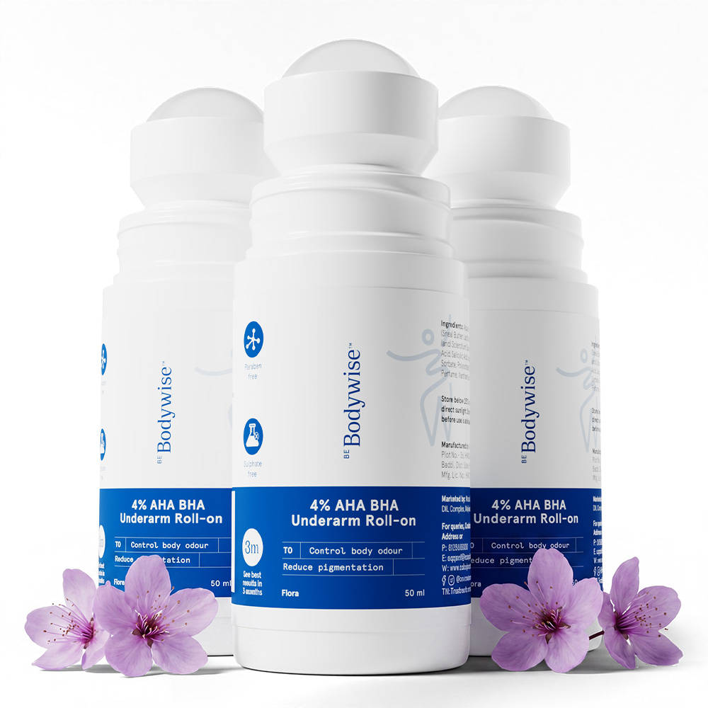 4% AHA BHA Underarm Roll On Flora - For Underarm Odour & Mild Pigmentation Pack of 3 | BWS9 - view 1