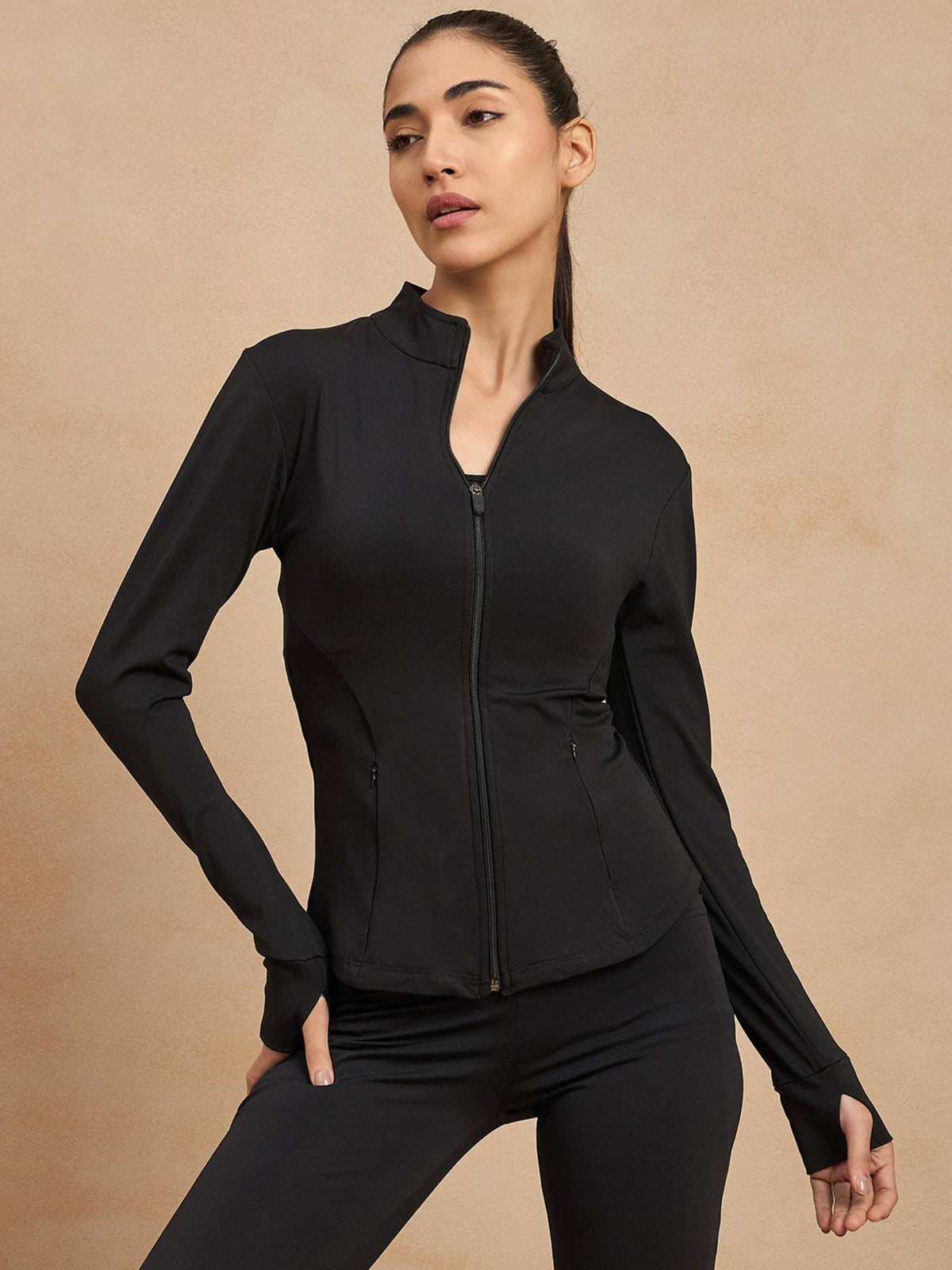 Black Polyester Full Sleeves Jacket | JC78 - view 2