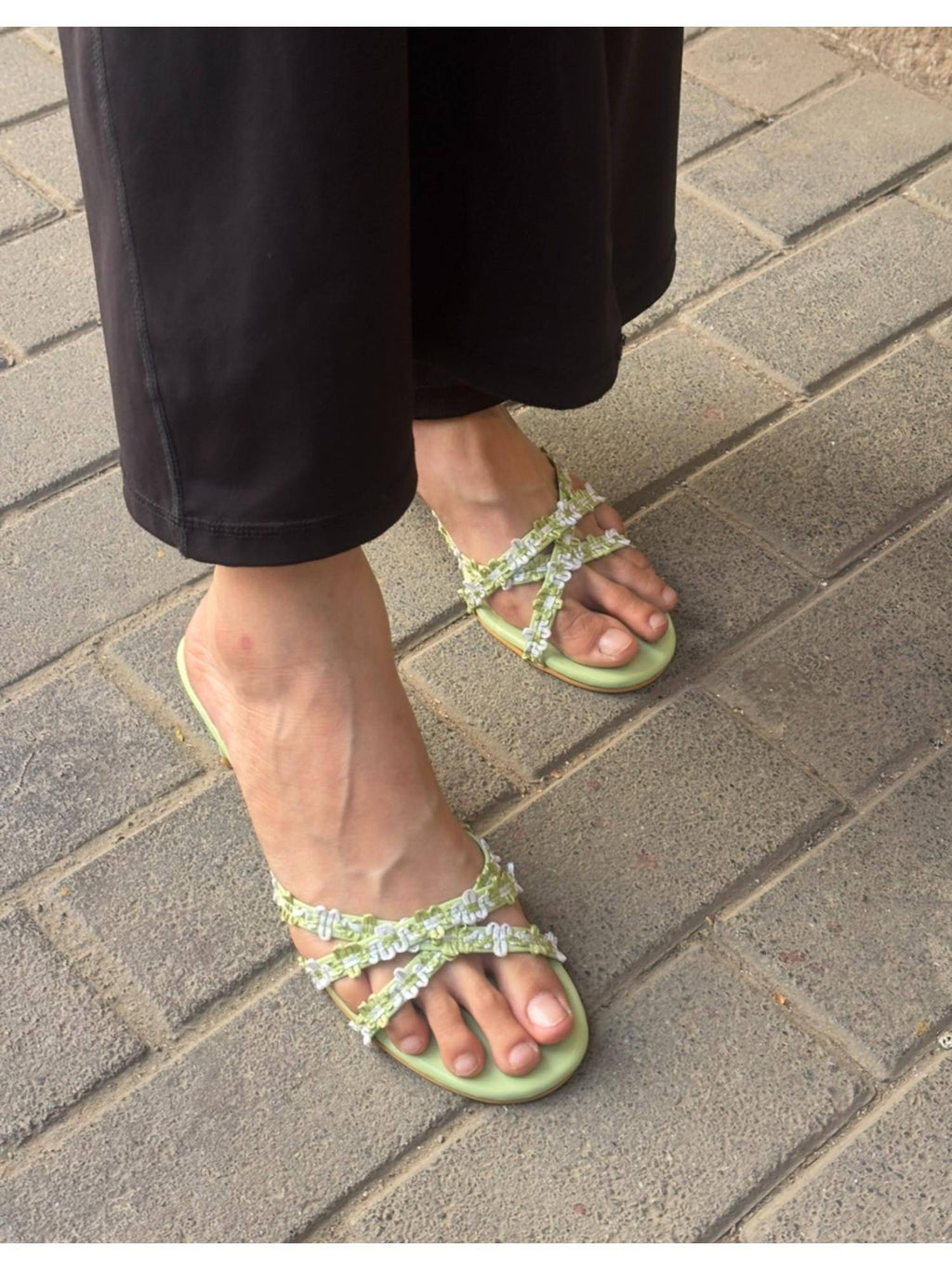 Womens Green Lacey Sandals Heels | H78 - view 1