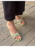 Womens Green Lacey Sandals Heels | H78 - view 1