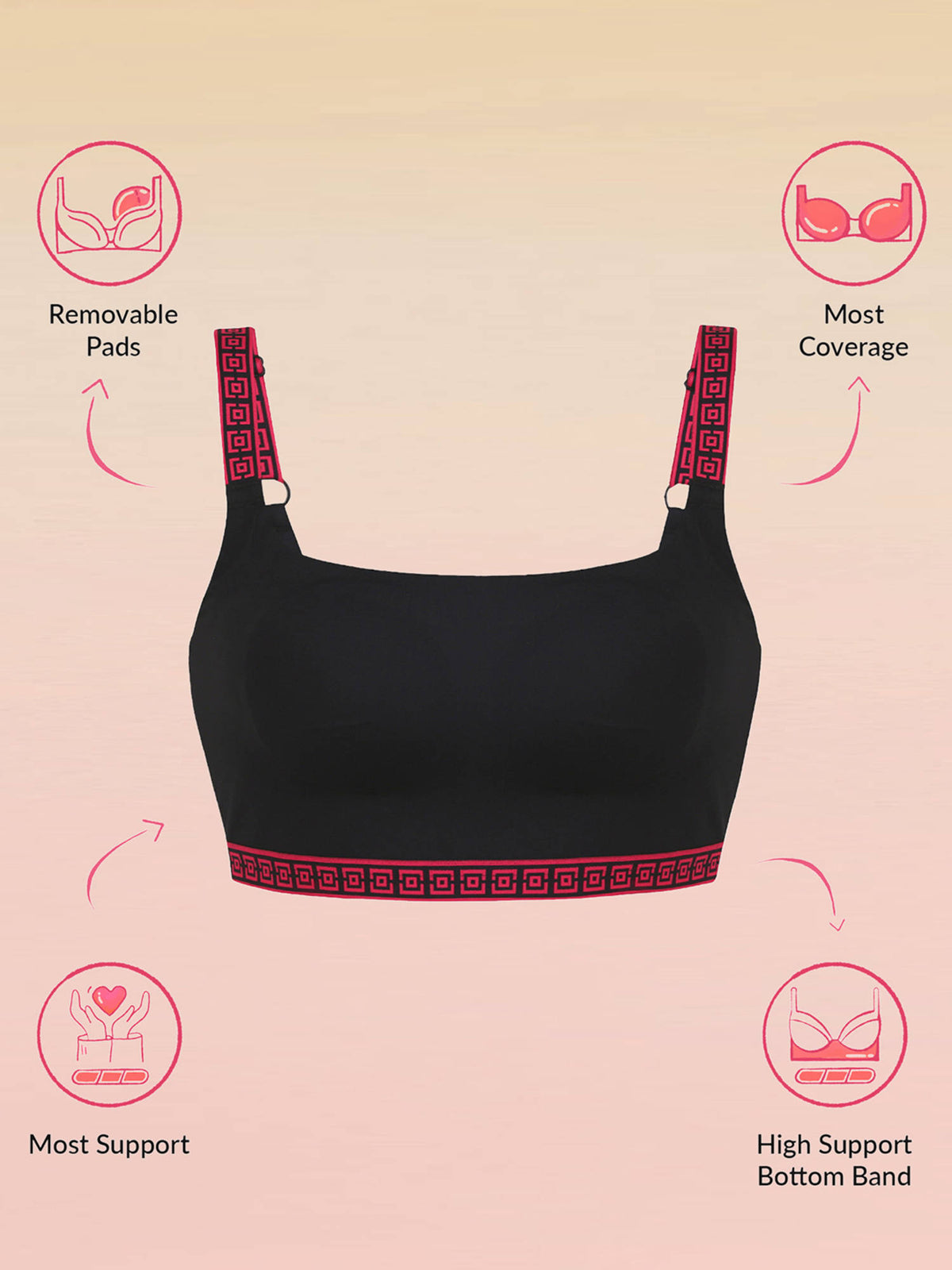 Varsity Edit Sports Bra - Red | sb09 - view 18