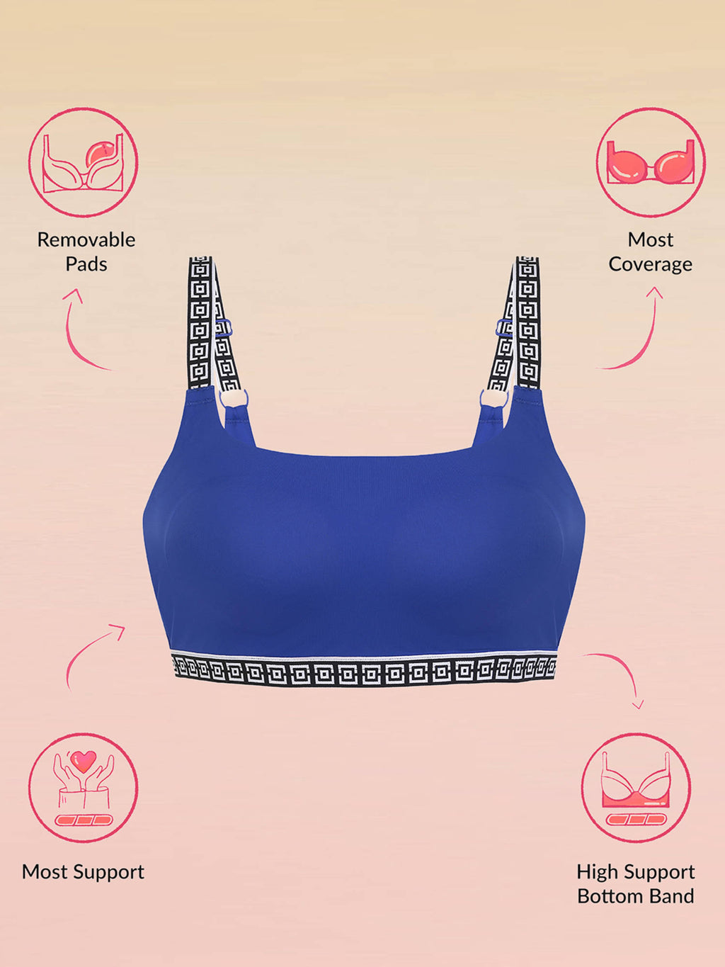 Varsity Edit Sports Bra - Dark Blue | sb09 - view 6