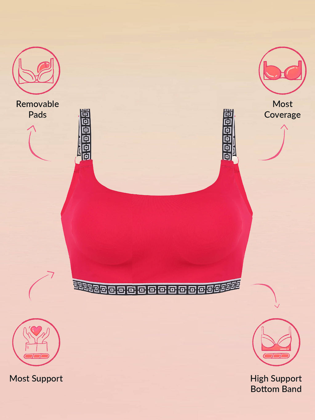Varsity Edit Sports Bra - Red | sb09 - view 6