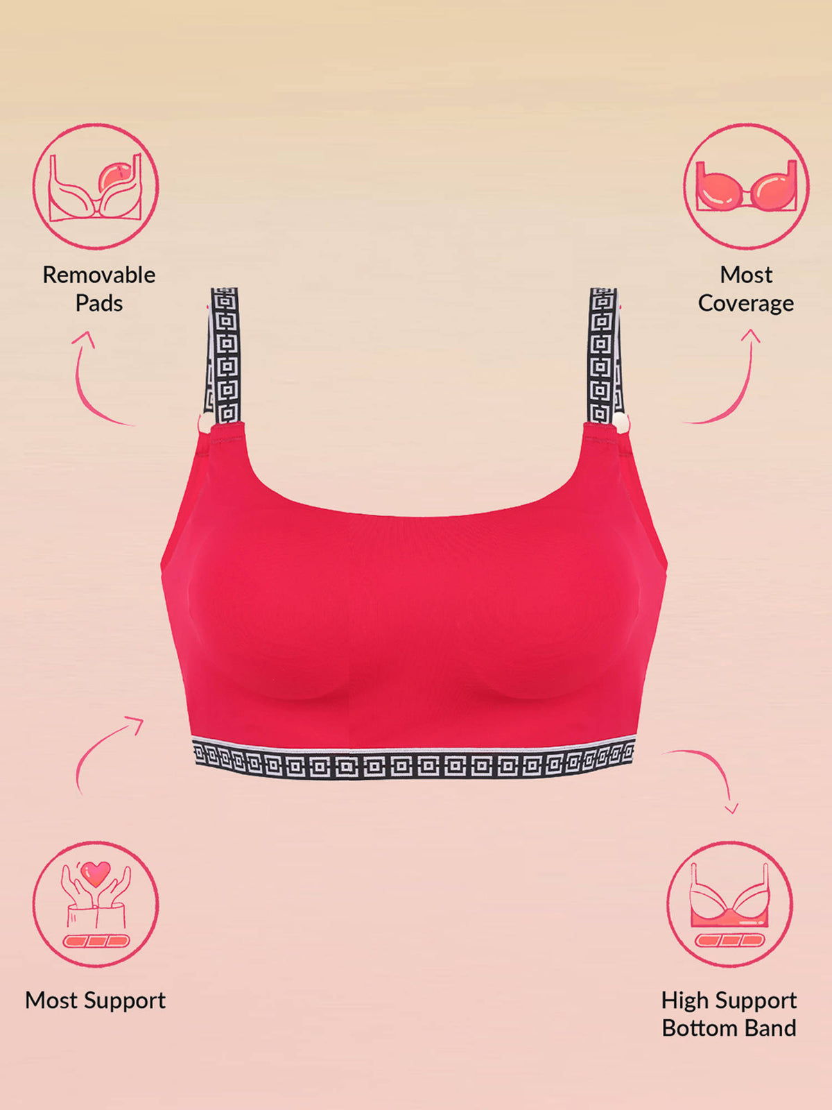 Varsity Edit Sports Bra - Red | sb09 - view 6