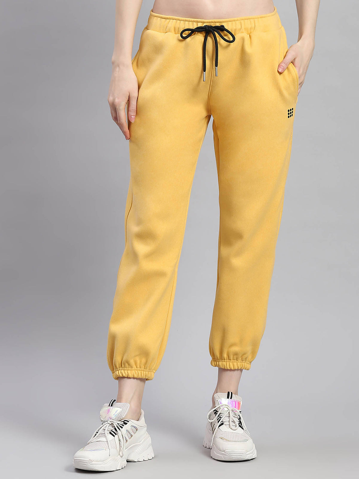 Women Solid Yellow Tapered Joggers | WJ89 - view 1