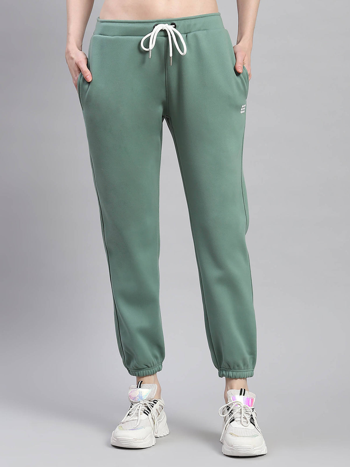 Women Solid Green Tapered Joggers | WJ89 - view 1