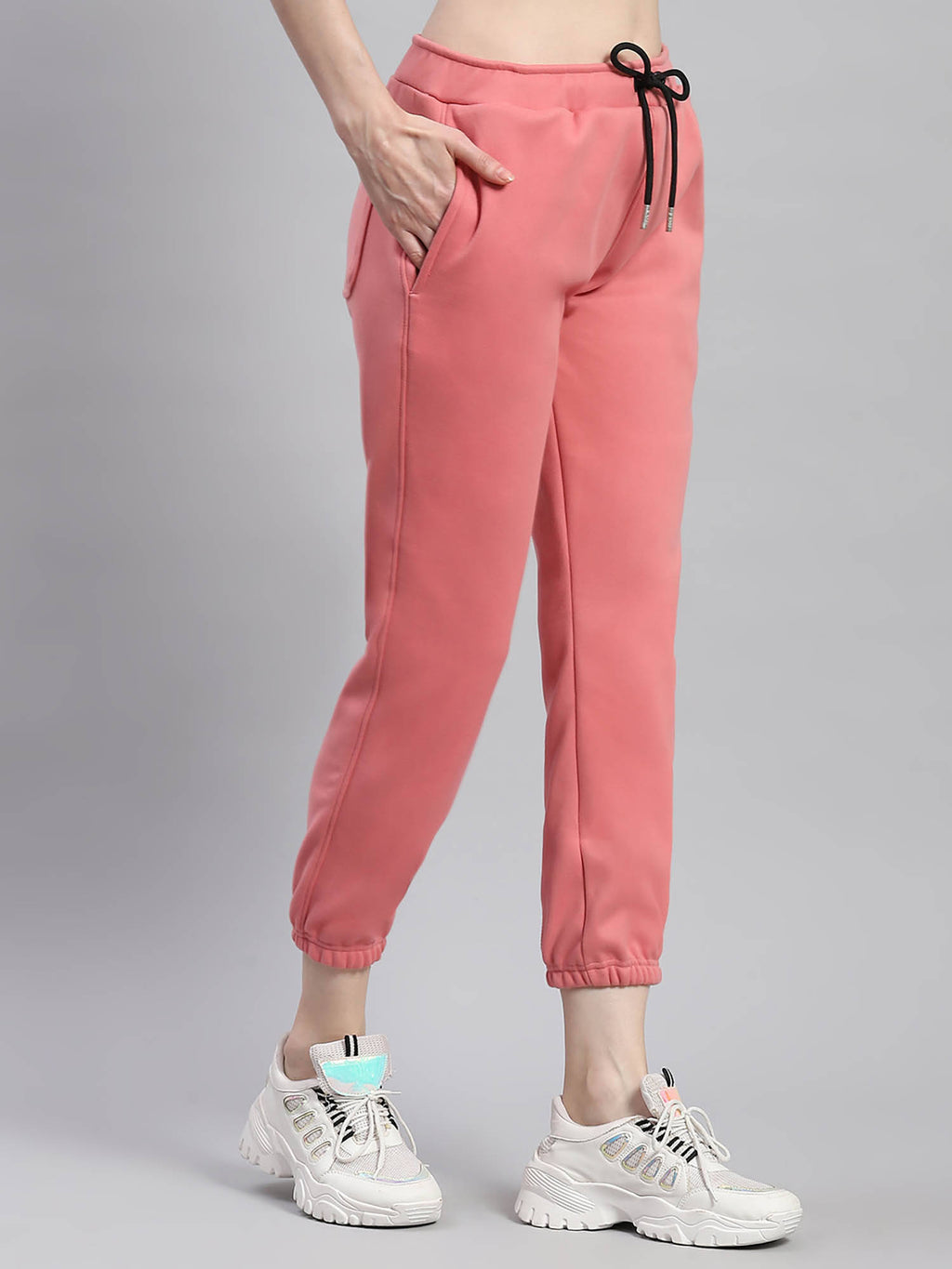 Women Solid Pink Tapered Joggers | WJ89 - view 2