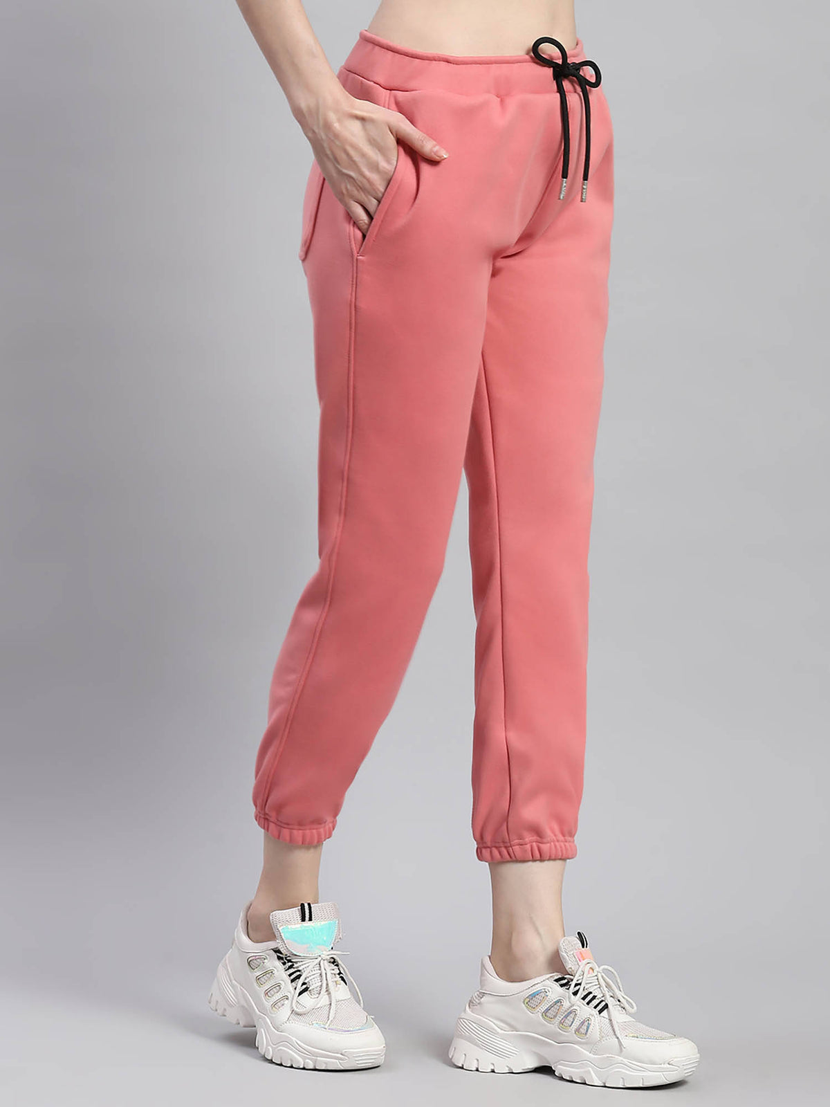 Women Solid Pink Tapered Joggers | WJ89 - view 2