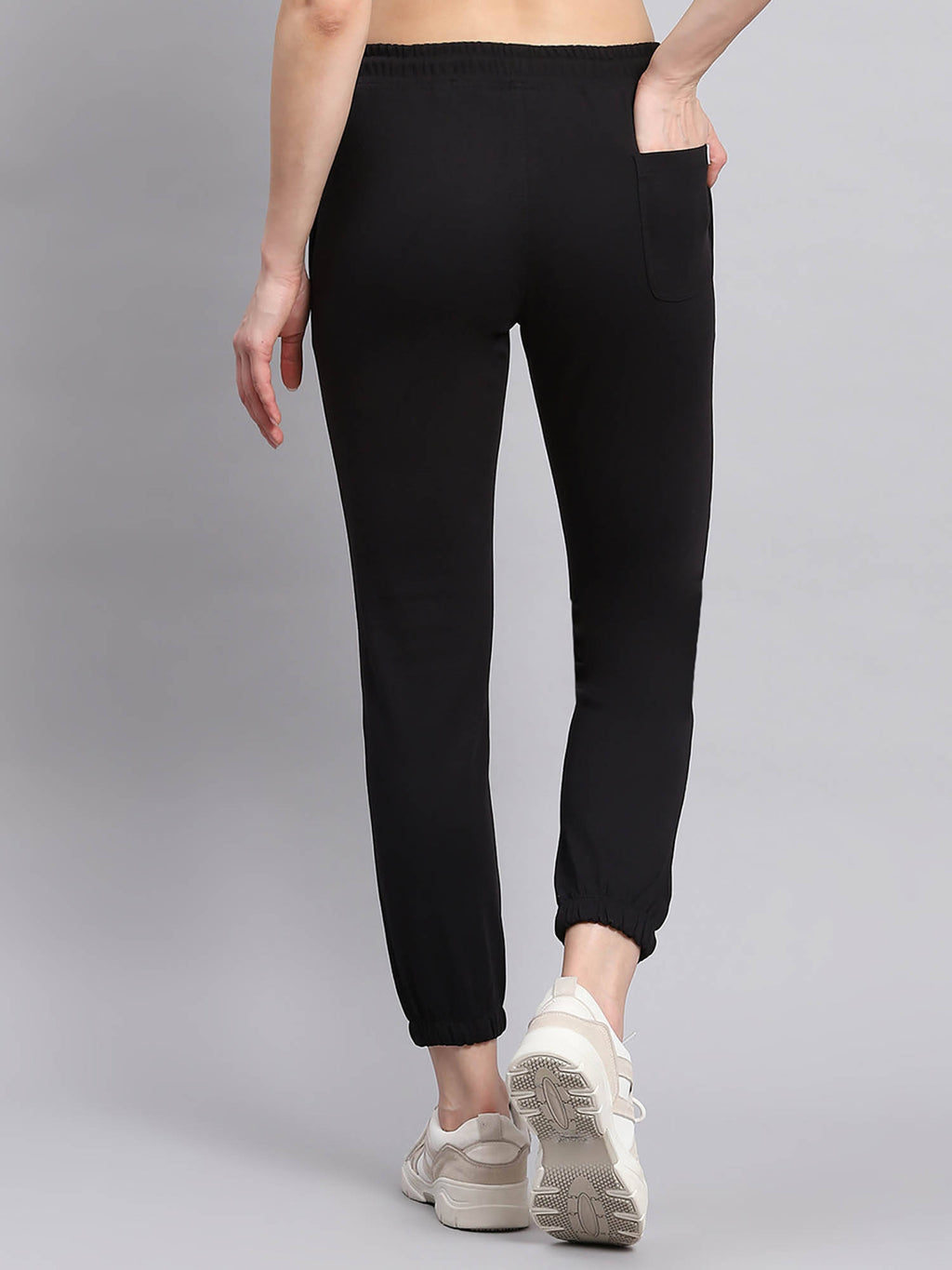 Women Solid Black Tapered Joggers | WJ89 - view 4