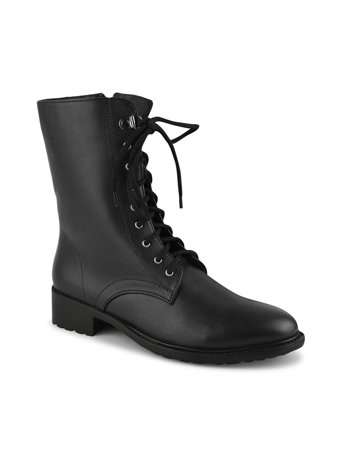 Black Solid Lace Up Casual Boots | BT61 - view 2