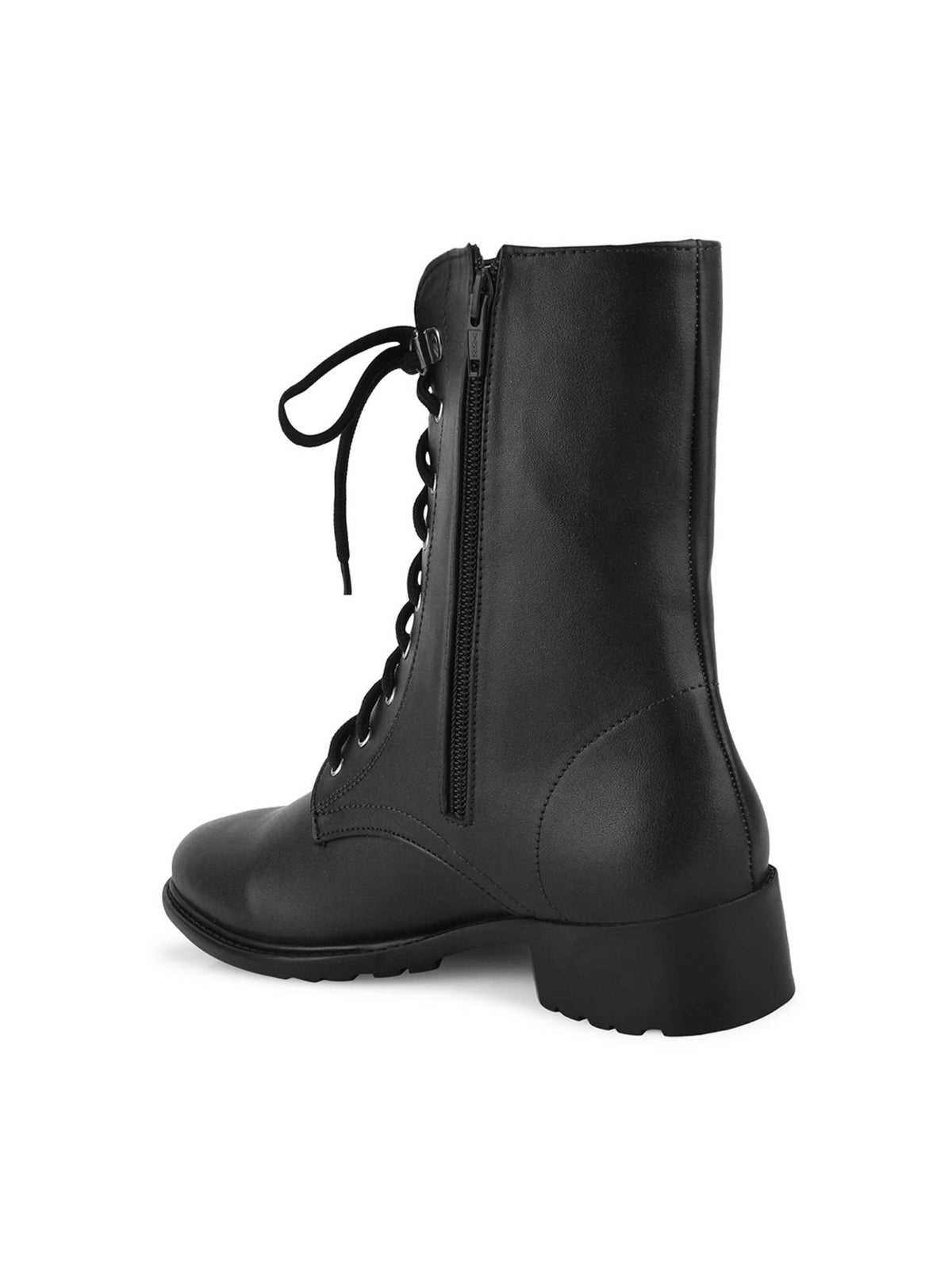 Black Solid Lace Up Casual Boots | BT61 - view 3