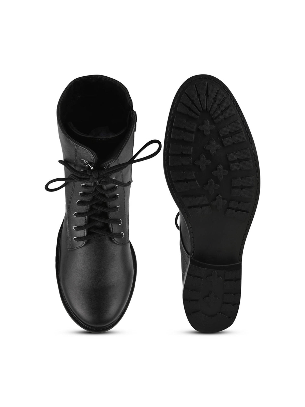 Black Solid Lace Up Casual Boots | BT61 - view 4