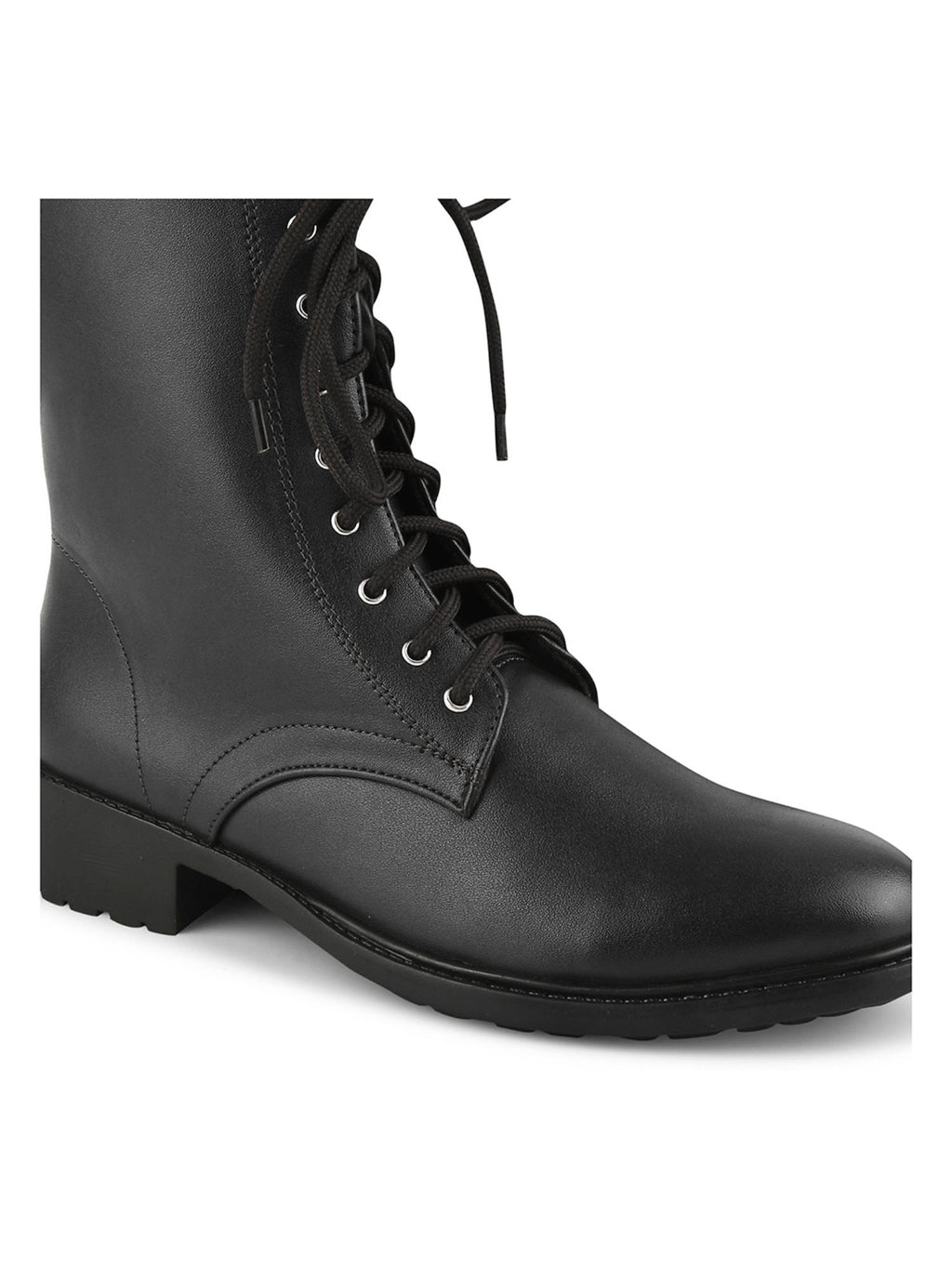Black Solid Lace Up Casual Boots | BT61 - view 5