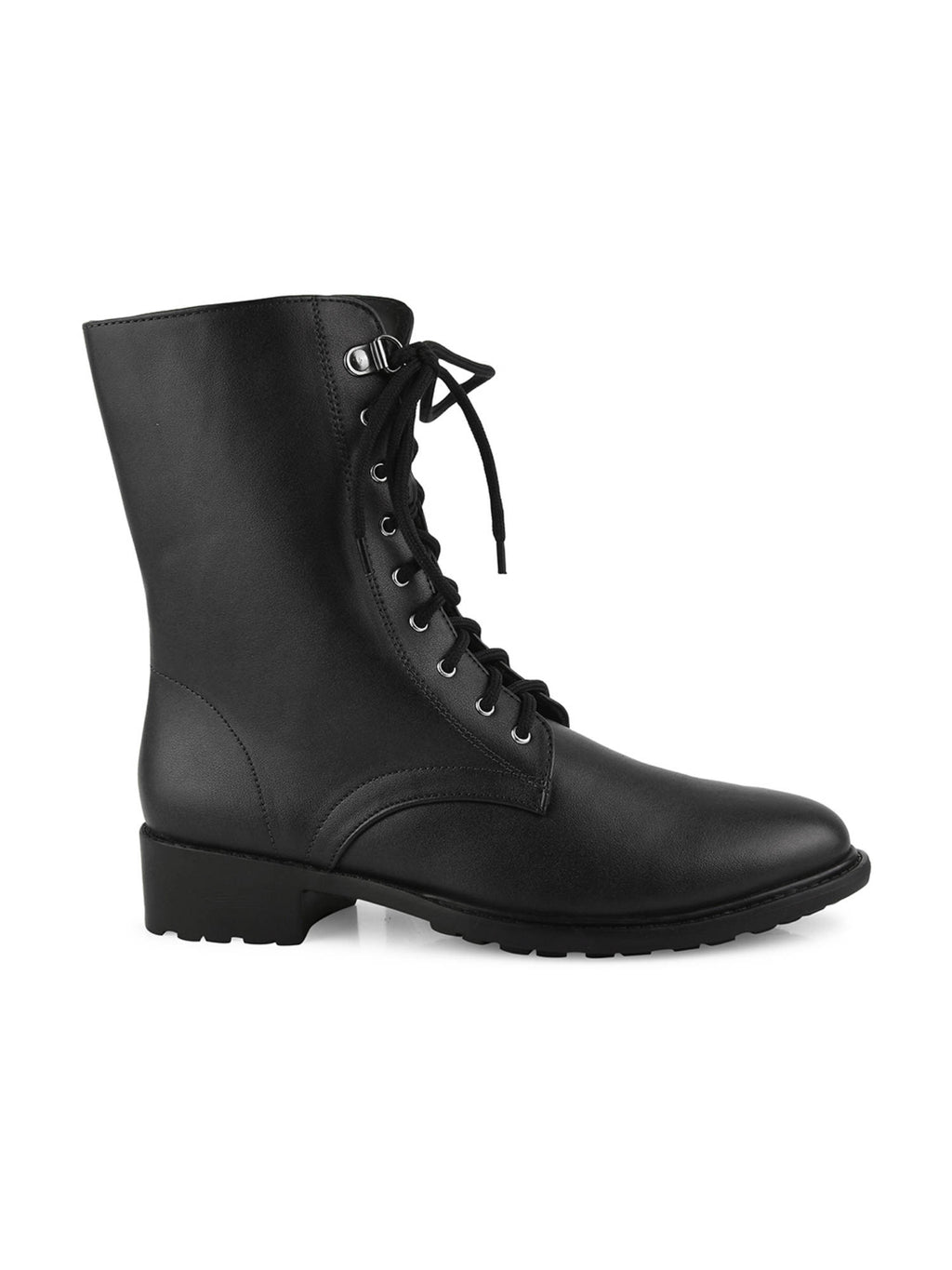 Black Solid Lace Up Casual Boots | BT61 - view 6